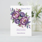 紫エレガント紫とマゼンタの牡丹結婚の サンキューカード (スタンド正面)