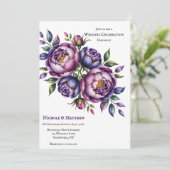 紫エレガント紫とマゼンタの牡丹結婚の 招待状 (スタンド正面)