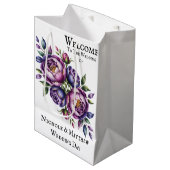 紫エレガント紫とマゼンダ結婚ン牡丹の日 ミディアムペーパーバッグ (正面アングル)