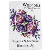 紫エレガント紫とマゼンダ結婚ン牡丹の日 ミディアムペーパーバッグ (正面)