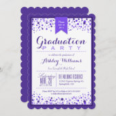 紫エレガント紫と白の卒業パーティー 招待状 (正面/裏面)