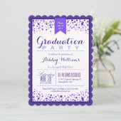 紫エレガント紫と白の卒業パーティー 招待状 (スタンド正面)