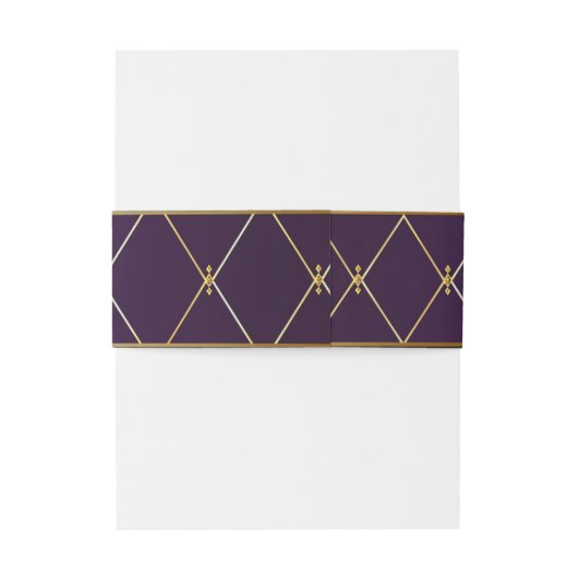 紫エレガント紫と金ゴールドダイヤモンド形 招待状ベリーバンド (裏面例)