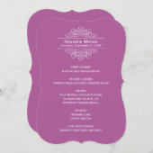 紫エレガント紫のモノグラ結婚ムディナー メニュー (正面/裏面)