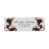 紫エレガント紫のユリ結婚の戻り ラベル (正面)