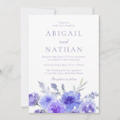 紫エレガント紫の水の色結婚の 招待状 (正面)