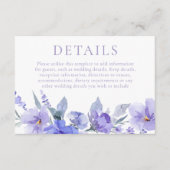 紫エレガント紫の水色の結婚詳細 エンクロージャーカード (正面)