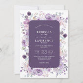 紫エレガント紫の花結婚式招待状 招待状 (正面)