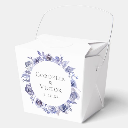 紫エレガント紫バラフローラ冬の結婚式 フェイバーボックス (正面)