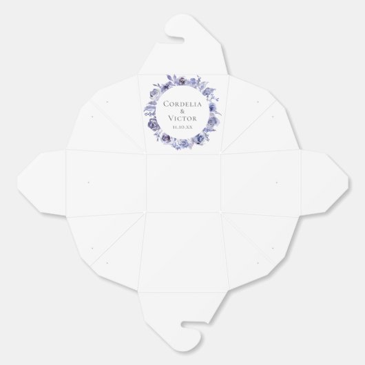 紫エレガント紫バラフローラ冬の結婚式 フェイバーボックス (見開き)