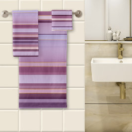 紫エレガント紫パタストライプのーン バスタオルセット