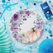 紫エレガント紫フローラカボチャ水彩 ペーパープレート