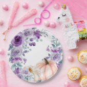 紫エレガント紫フローラカボチャ水彩 ペーパープレート