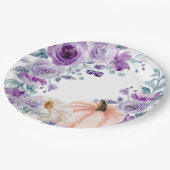 紫エレガント紫フローラカボチャ水彩 ペーパープレート