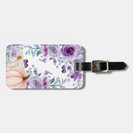 紫エレガント紫フローラカボチャ水彩 ラゲッジタグ