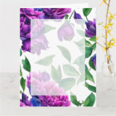 紫エレガント紫マゼンタピンク色の牡丹 カード (黄色い花)