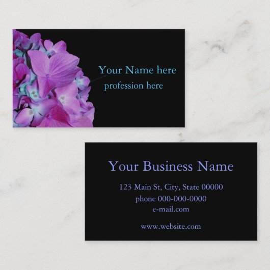 紫エレガント紫マゼンタフラワーアジサイ 名刺 (正面/裏面)