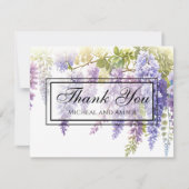 紫エレガント紫マゼンタ水色フジフローラ サンキューカード (正面)