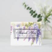 紫エレガント紫マゼンタ水色フジフローラ サンキューカード (スタンド正面)