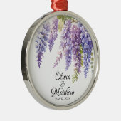 紫エレガント紫マゼンタ水色フジフローラ メタルオーナメント (右)