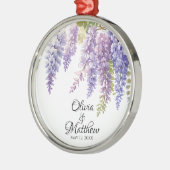 紫エレガント紫マゼンタ水色フジフローラ メタルオーナメント (左)