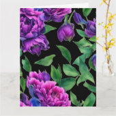 紫エレガント紫マゼンタ色花模様花 カード (黄色い花)