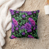 紫エレガント紫マゼンタ色花模様花 クッション (ブランケット)