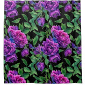 紫エレガント紫マゼンタ色花模様花 シャワーカーテン (正面)