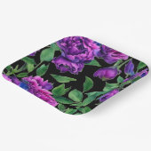 紫エレガント紫マゼンタ色花模様花 ペーパープレート (傾斜あり)