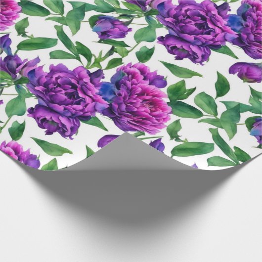 紫エレガント紫マゼンタ色花模様花 ラッピングペーパー (角)