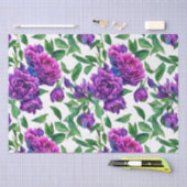 紫エレガント紫マゼンタ色花模様花 薄葉紙 (クラフト)