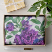 紫エレガント紫マゼンタ色花模様花 薄葉紙 (ギフト)