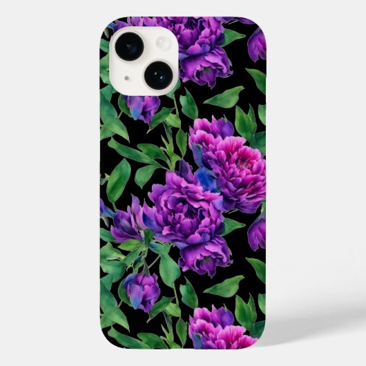 紫エレガント紫マゼンタ色花模様花 Case-Mate iPhoneケース (裏面)