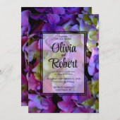 紫エレガント紫紫紫紫紫花結婚の 招待状 (正面/裏面)