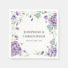 紫エレガント紫紫陽花フローラ結婚ズ スタンダードカクテルナプキン