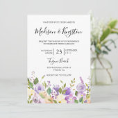 紫エレガント紫色のシャンパンの結婚花 招待状 (スタンド正面)