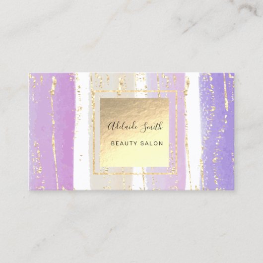 紫エレガント紫色の水色のブラシストローク 名刺 (正面)