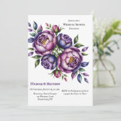 紫エレガント紫・マゼンタ牡丹ウェディングシャワー 招待状 (スタンド正面)