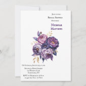 紫エレガント紫・マゼンタ牡丹ブライダルシャワー 招待状 (正面)