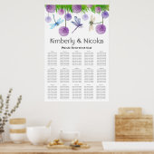 紫エレガント結婚座席表 ポスター (キッチン)