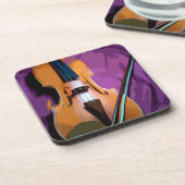 紫エレガント絹のバイオリン、6プラスチックのコースター コースター (左側)