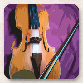 紫エレガント絹のバイオリン、6プラスチックのコースター コースター