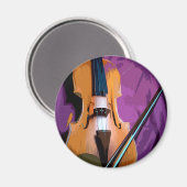 紫エレガント絹のヴァイオリン丸磁石 マグネット (正面/裏面)