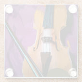 紫エレガント絹のヴァイオリン、ガラス素晴らしコースター ガラスコースター (裏面)