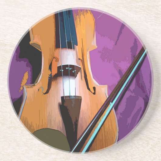 紫エレガント絹のヴァイオリン、サンドストーンのコースター コースター (正面)