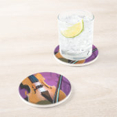 紫エレガント絹のヴァイオリン、サンドストーンのコースター コースター (側面)