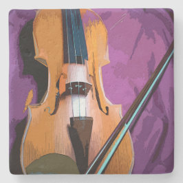 紫エレガント絹のヴァイオリン、石コースター ストーンコースター