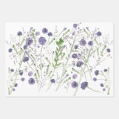 紫エレガント緑黒花柄 ラッピングペーパーシート (正面)