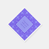 紫エレガント線模様カスタム文字 スタンダードカクテルナプキン (角)