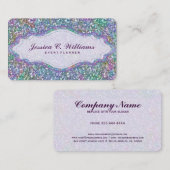 紫エレガント色のグリッターとスパークル4 名刺 (正面/裏面)